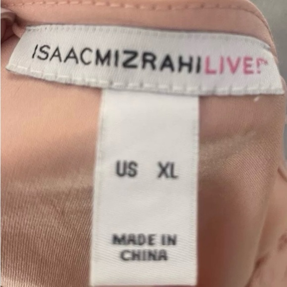 Isaac Mizrahi Tunic Blouse Women’s XL Peach Floral Lace Long Sleeve Round Neck - Picture 3 of 5